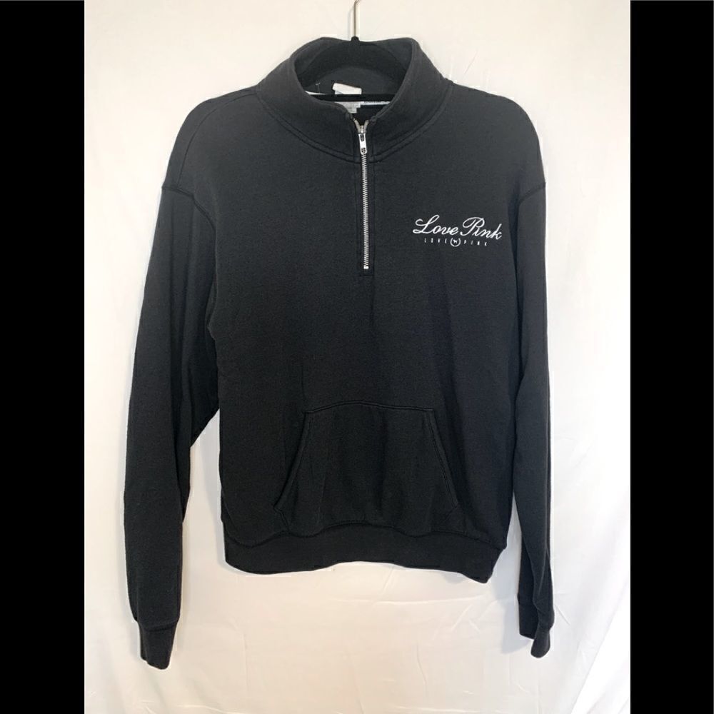 PINK Victoria’s Secret Black 1/2 zip pullover size S‎